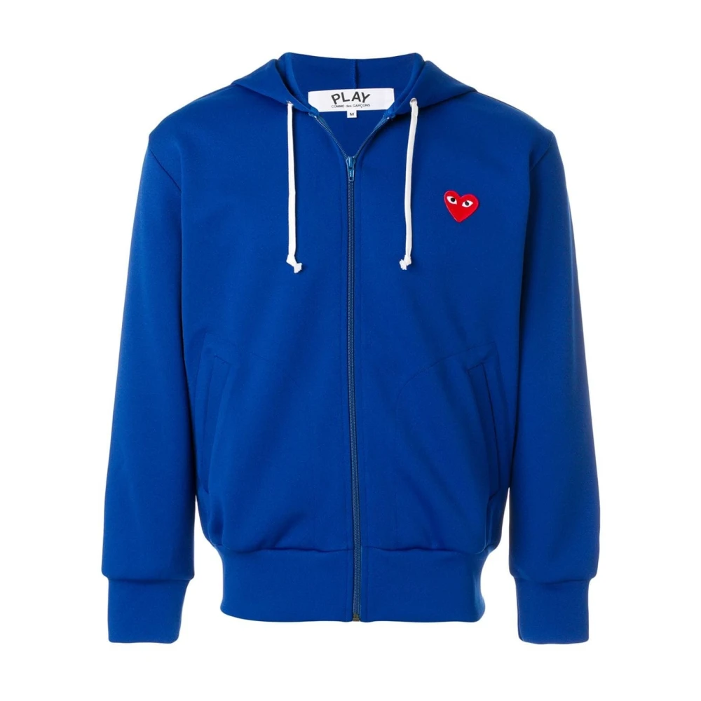 Comme des Garçons Play Blauwe Play Sweatshirt met Ritssluiting en Geborduurd Logo Blue Heren
