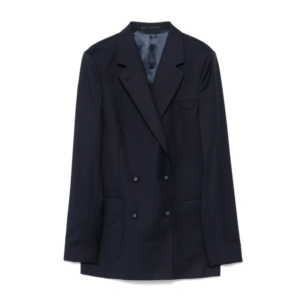 Officine Générale Blauwe Wol Double-Breasted Jas Blue Dames