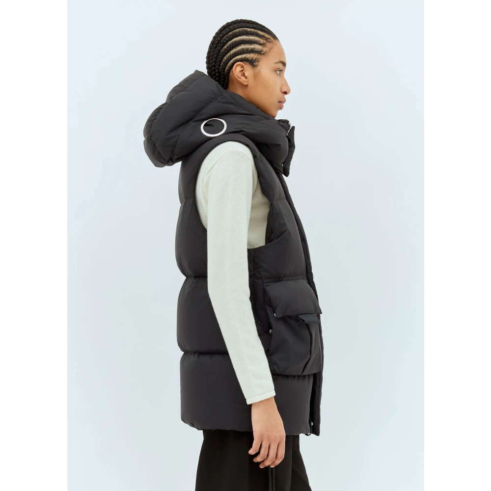 Moncler Gewatteerd donsvest met afneembare capuchon Black Dames