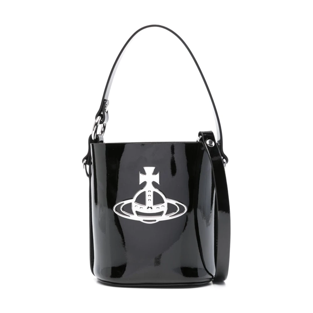 Vivienne Westwood Svart läder patent axelväska Black, Dam