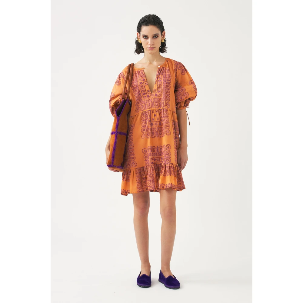 Antik batik Katoenen voile print mini jurk Nalii Multicolor Dames