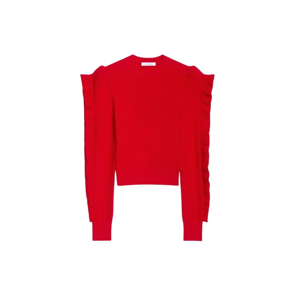 Max Mara Rode Gebreide Trui met Ruches Red Dames