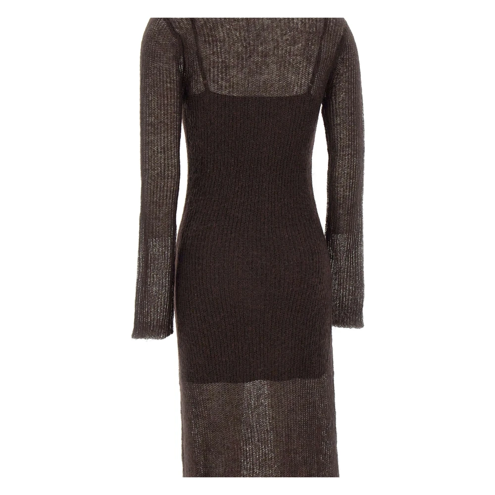 Staud Bruine Wollen Jurk met Transparantie Brown Dames