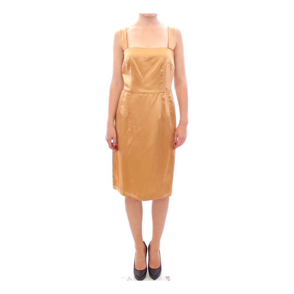 Dolce & Gabbana Women's Brown Elegant Silk Sheath Dress Bronze - Midi Dresses - 2XS - Dresses