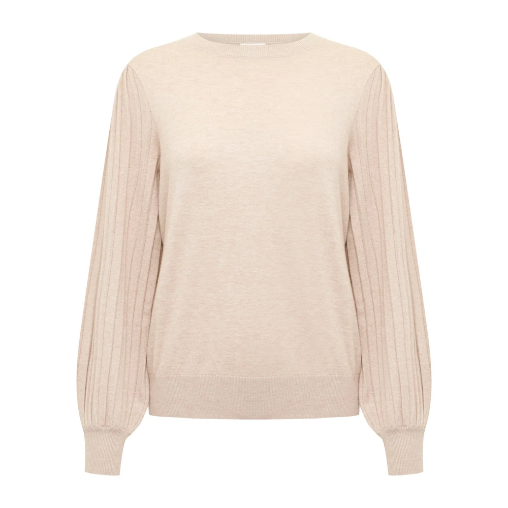 Kaffe Women's Beige Round-Neck Knitwear, 2XL, Classic Sand Melange Knit Pullover