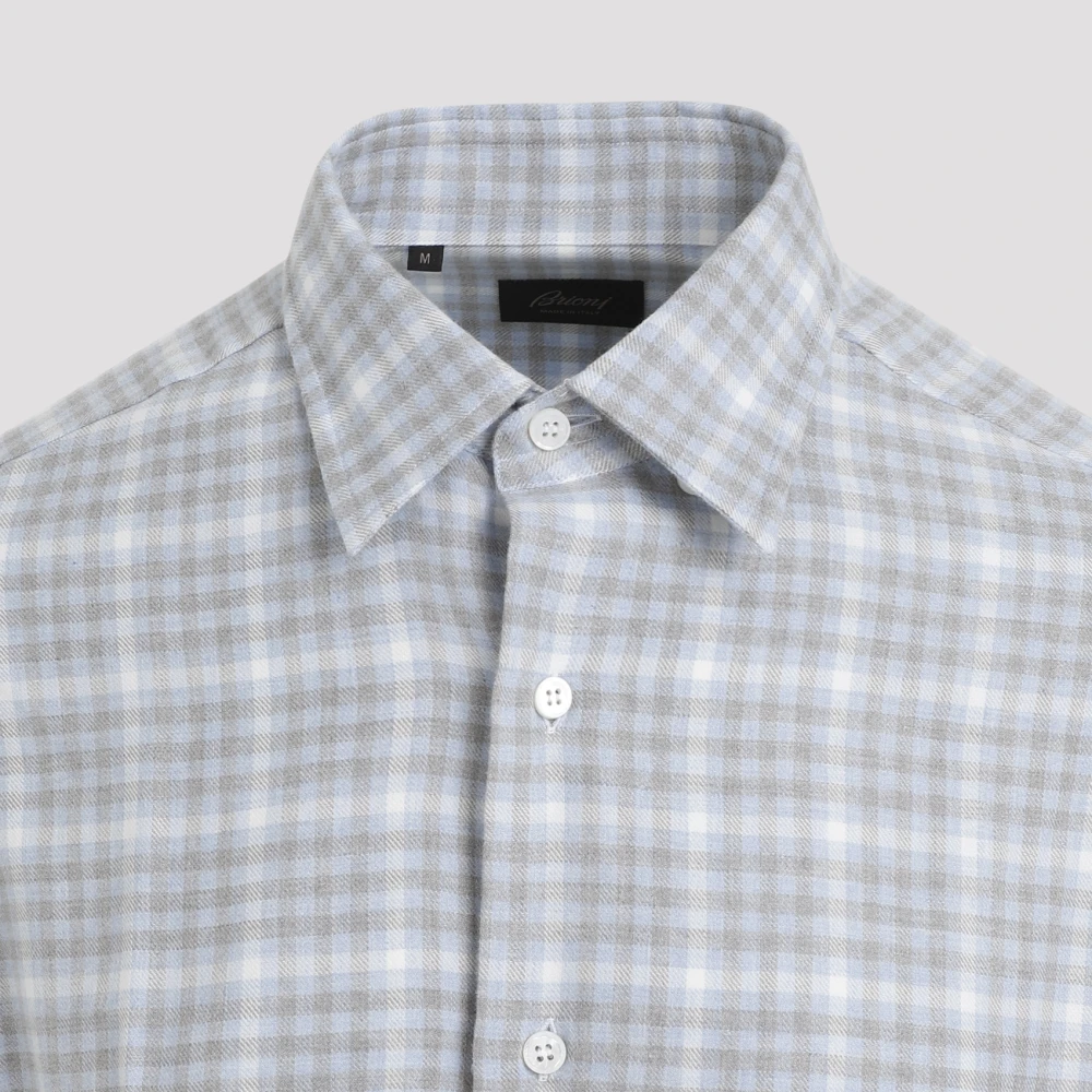 Brioni Sky Blue Verborgen Button-Down Overhemd Blue Heren