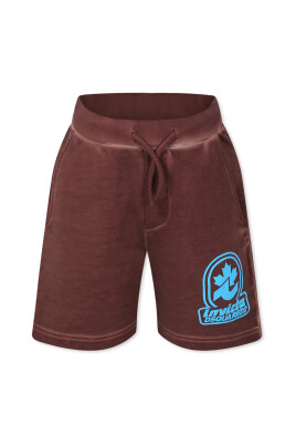 short-marron-avec-logo-bleu