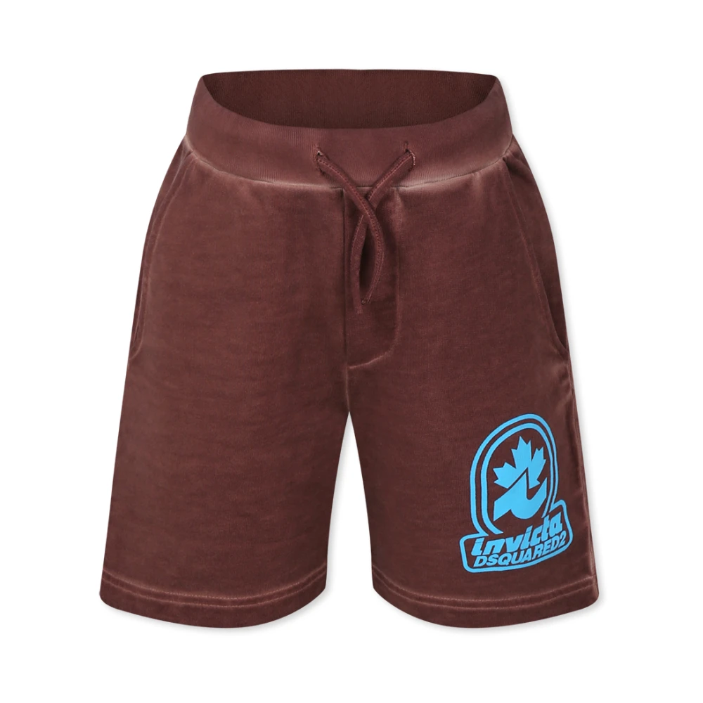 Dsquared2 Unisex Kids Brown Shorts With Blue Logo Size 14 Y