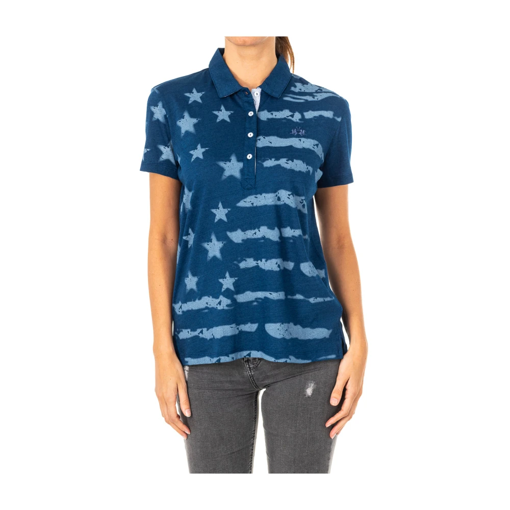 La Martina Women's Blue Polo Shirts,, Short Sleeve Polo Shirt Extra Small