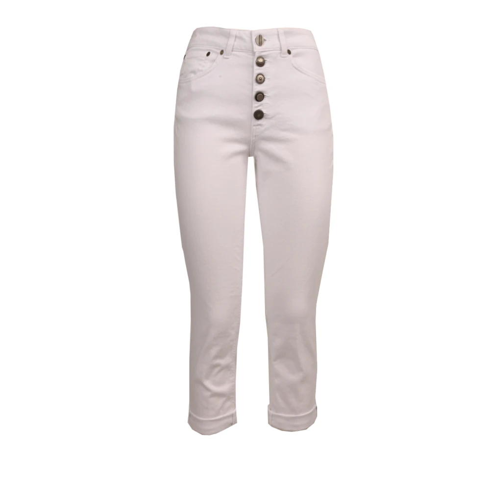 Dondup Wijde Katoenen Jeans Enkel Lengte White Dames