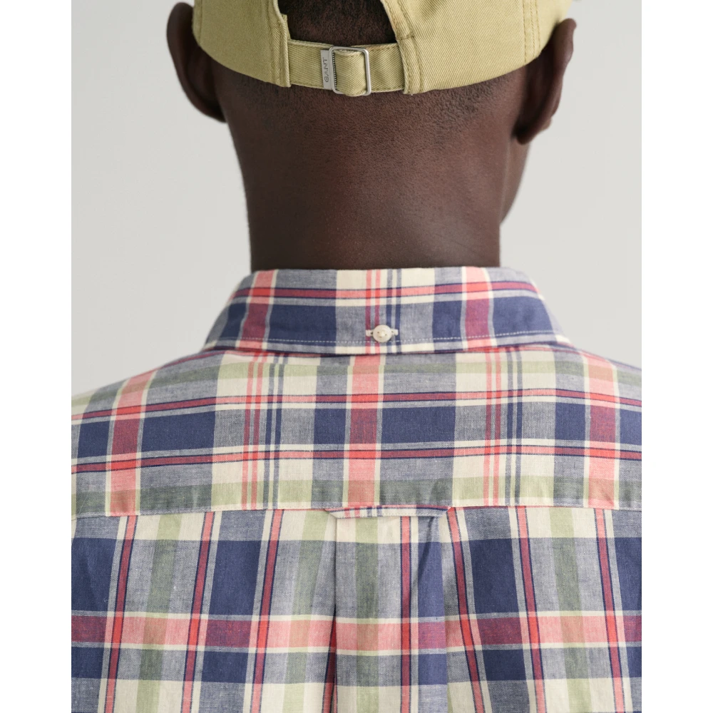 Gant Geruit Katoen Linnen Overhemd Multicolor Heren