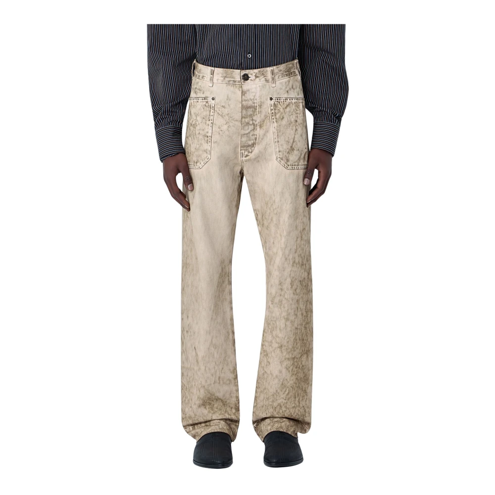Vivienne Westwood Men's Beige Wide-Leg Denim Jeans - Wide Jeans - W28 - Jeans