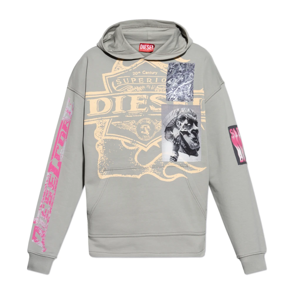 Diesel Hoodie S-Baxt-Hood-R1 Gray, Herr