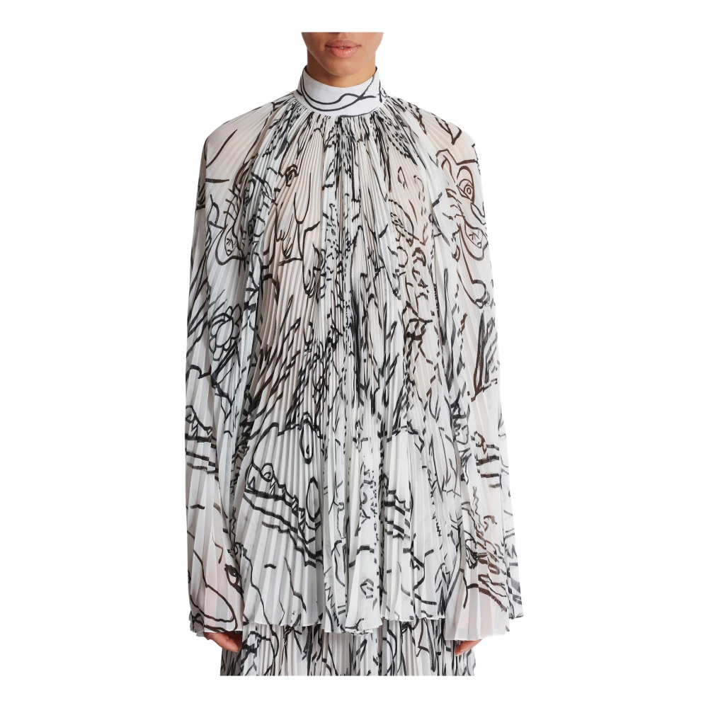 Balmain Disney x : The Lion King Korte geplooide bedrukte kinderjurk White Dames