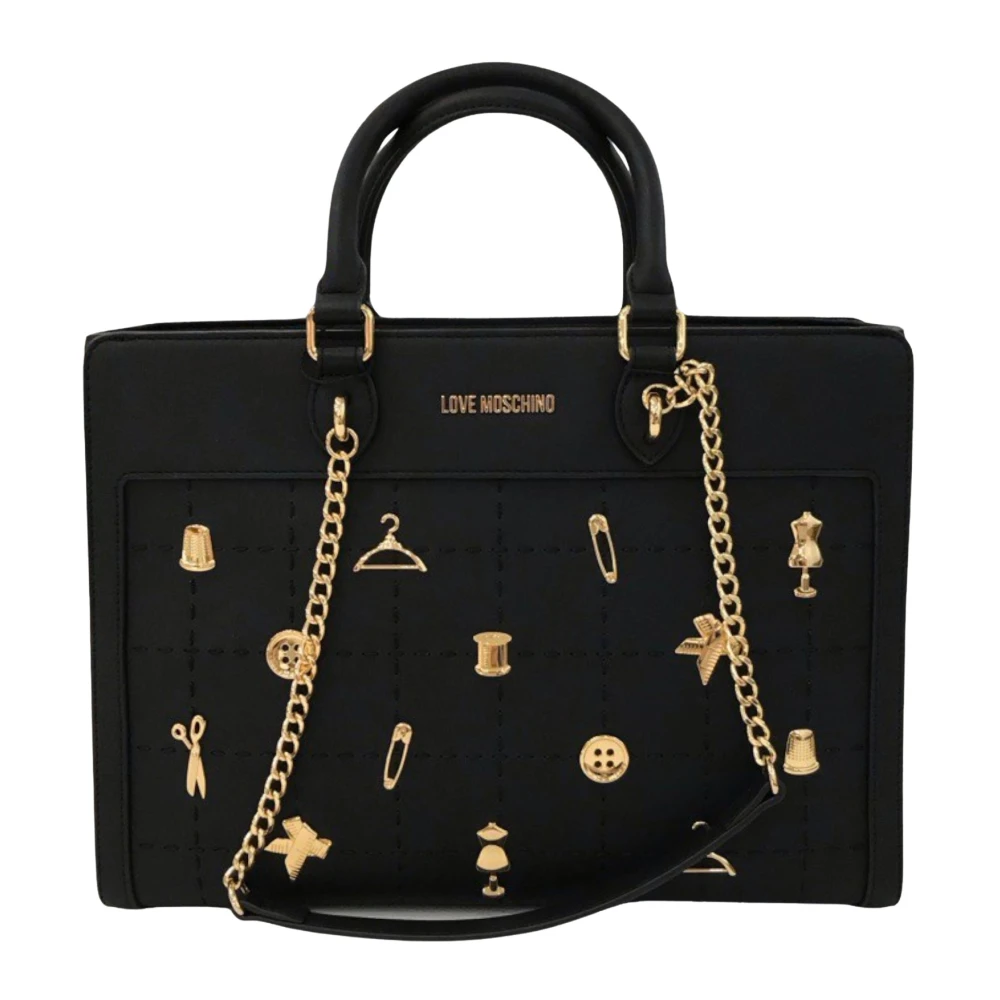 Love Moschino Zwarte Schoudertas met Kettinghandvat Black Dames