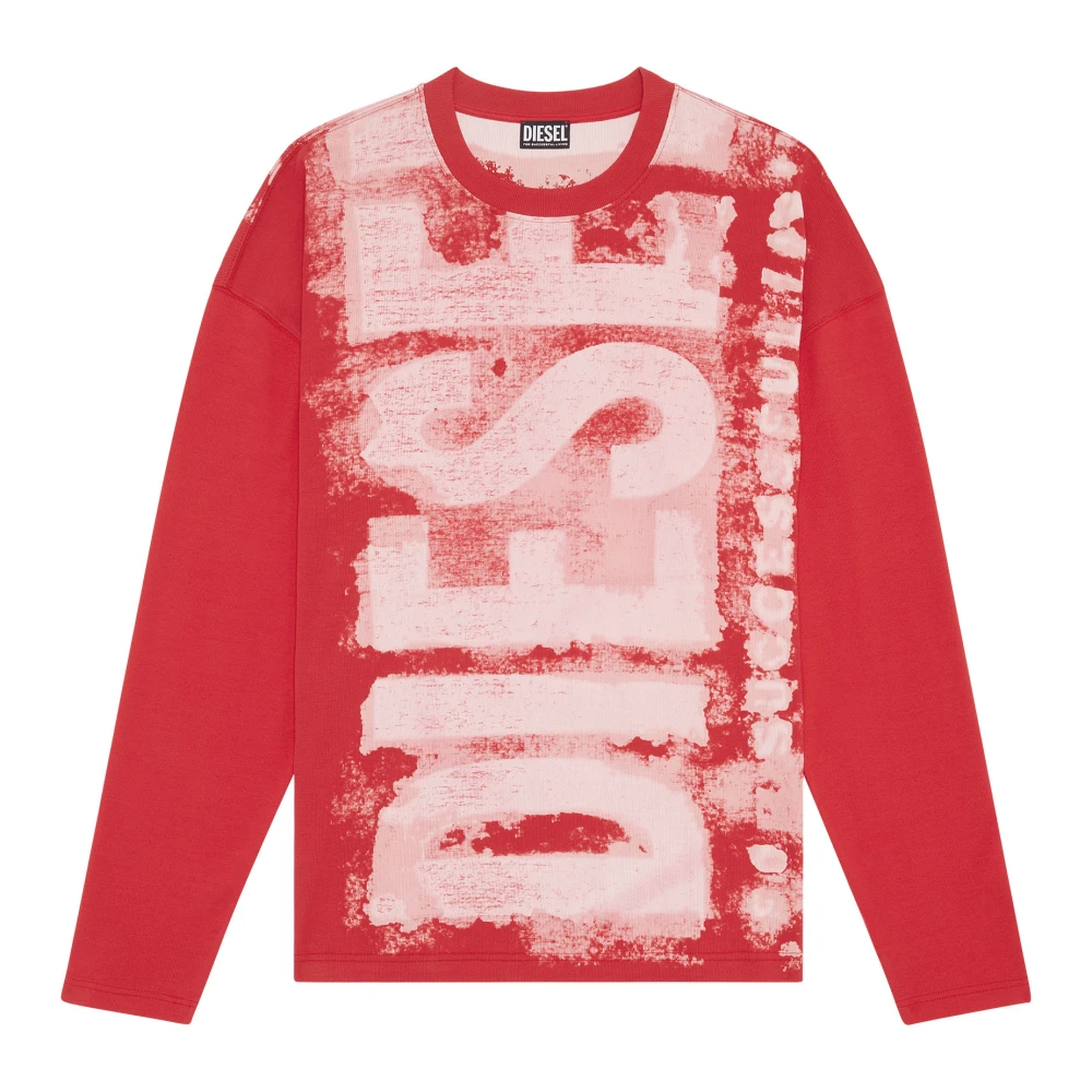 Diesel Long-sleeve T-shirt with smudged logo Red Heren