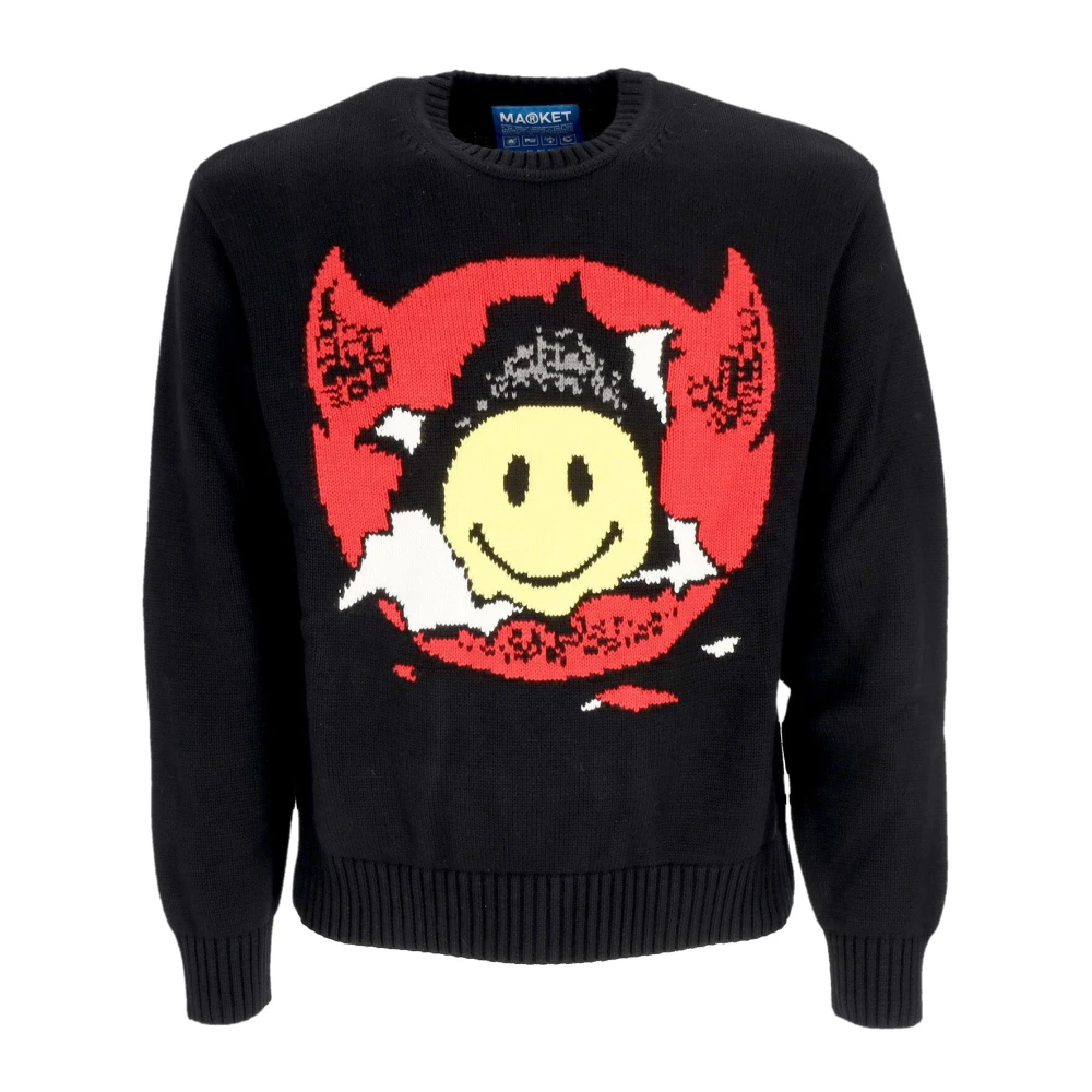 Market Smiley Inner Peace Zwarte Sweater Black Heren