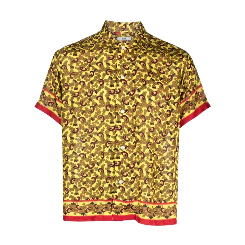 Bode Gele Paisley Korte Mouw Overhemd Yellow Heren