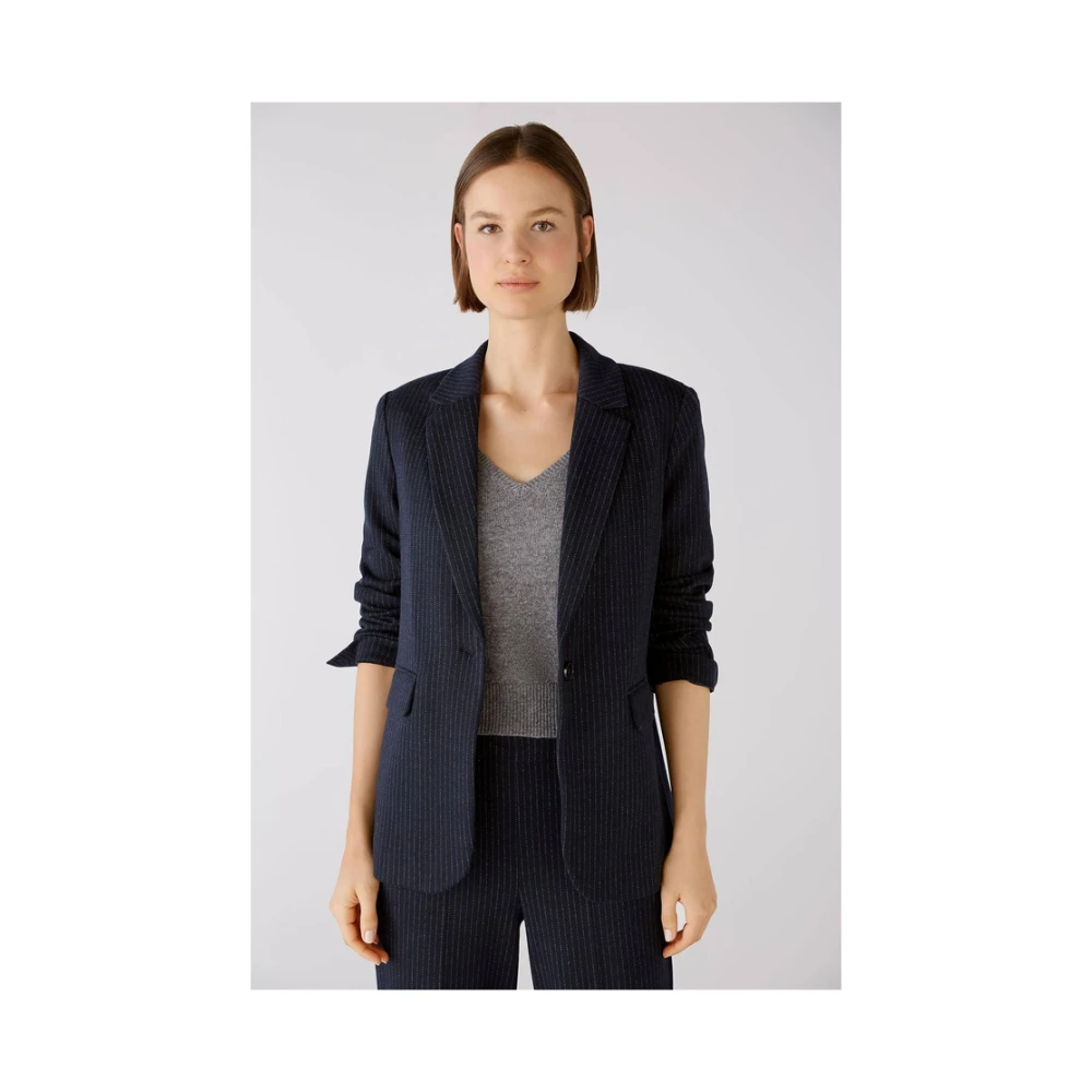 Oui Gestreepte Jersey Blazer Black Dames