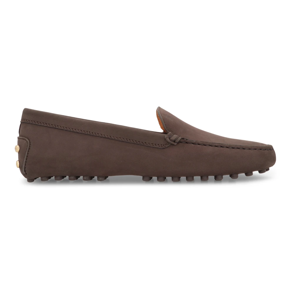 Tod's Women's Brown Loafers, 7 Uk, Moccasin Rubber In Nubuck