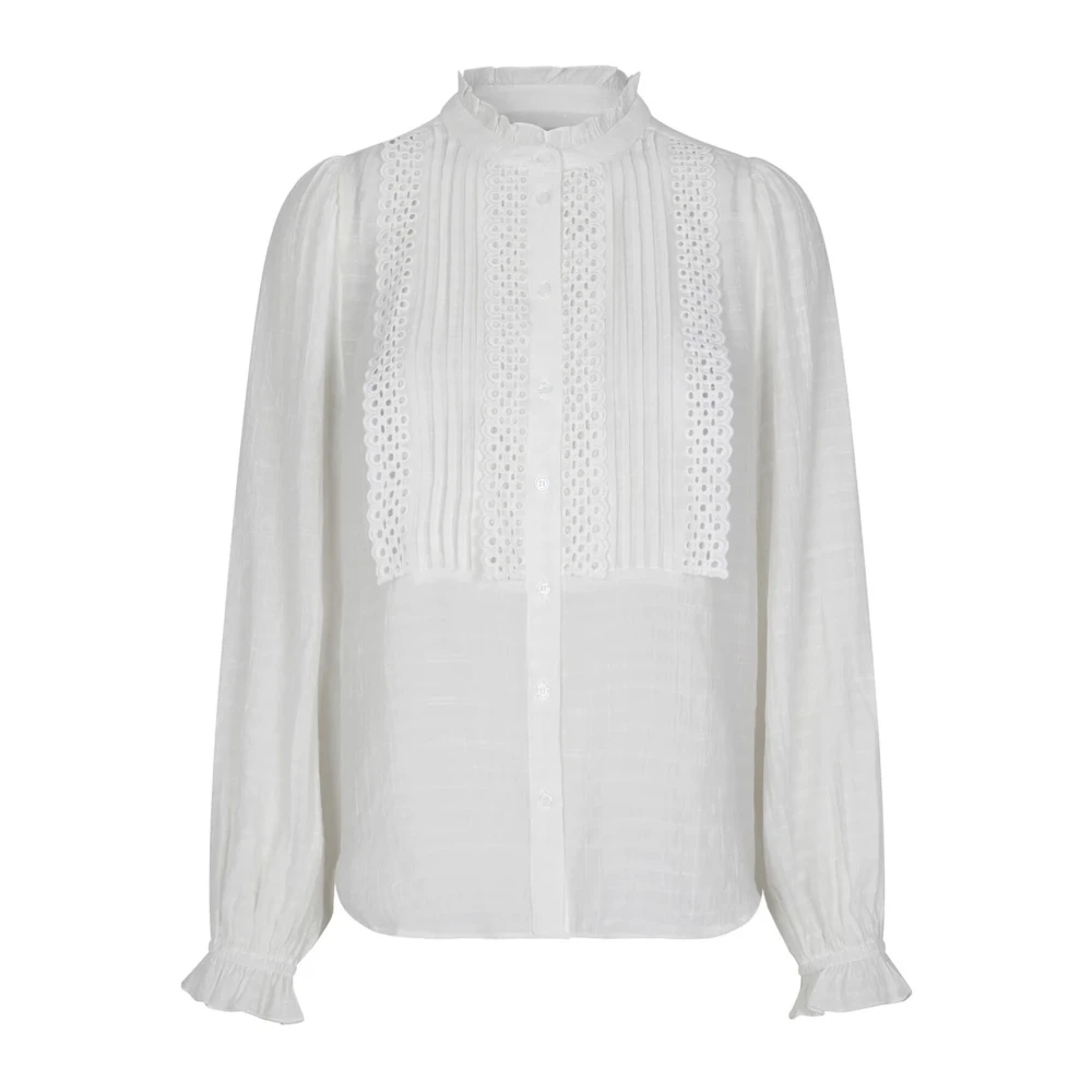 Lollys Laundry Delicate wit overhemd met kantdetails White Dames