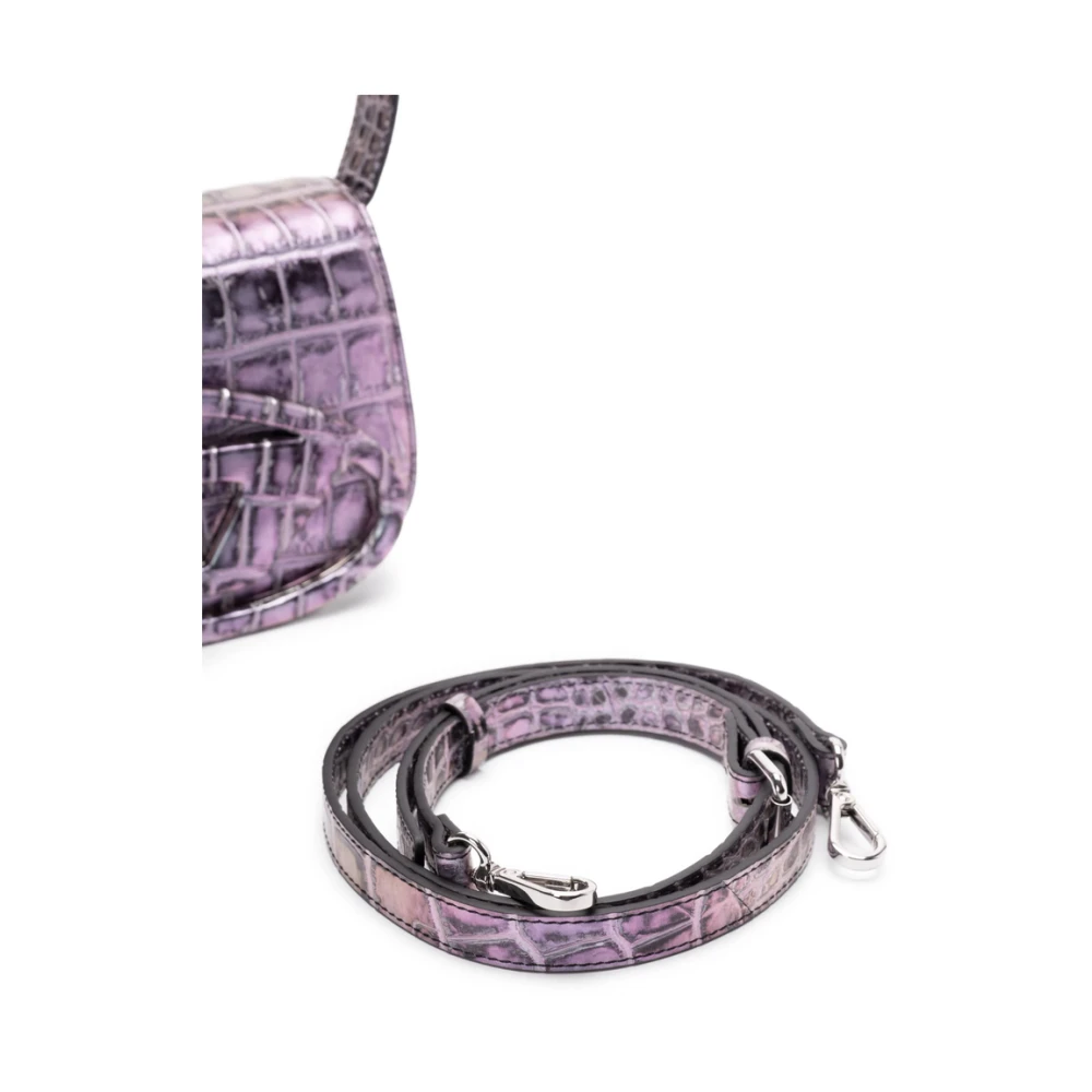 Diesel Blauwe Schoudertas met Krokodilleneffect Blue Dames