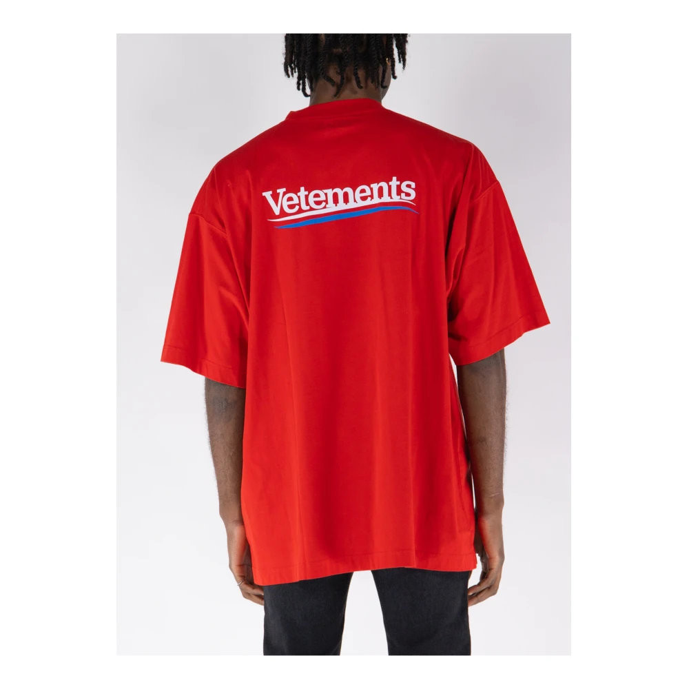 Vetements Logo Campagne T-Shirt Red Heren