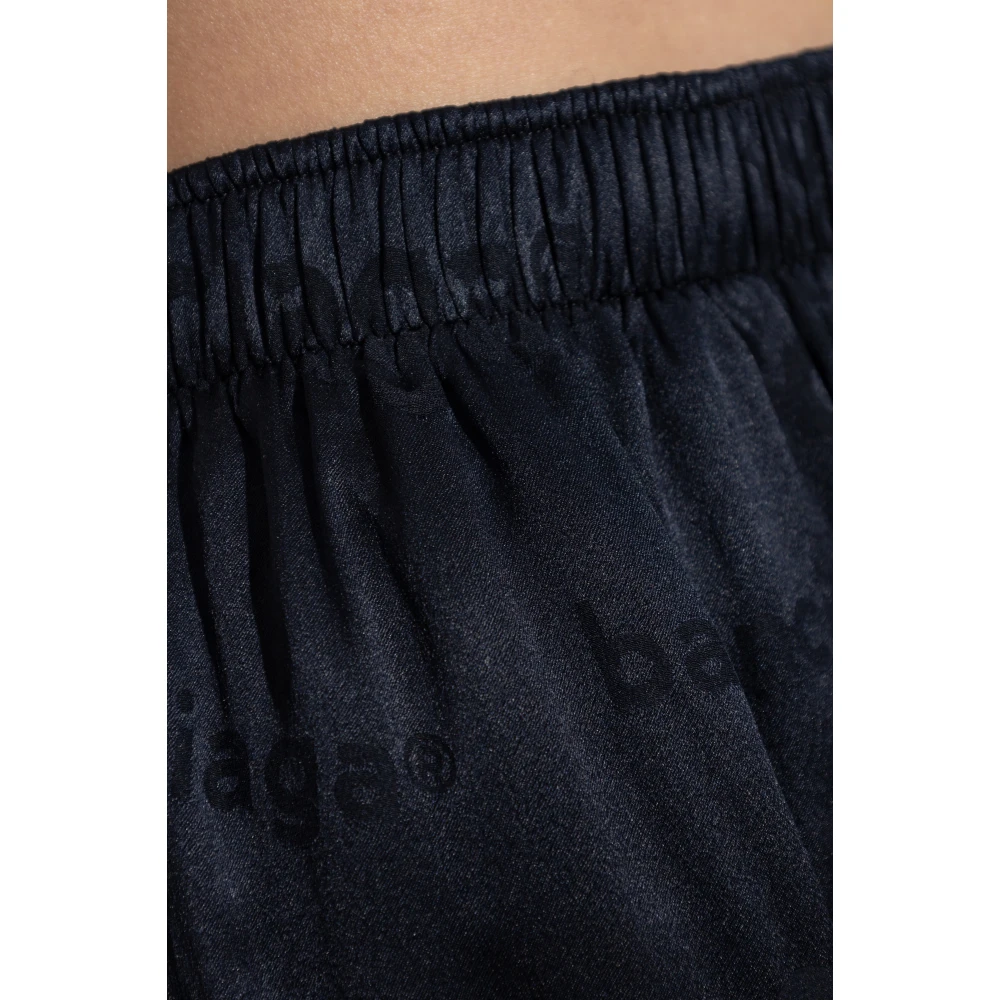Balenciaga Zijden Broek met Monogram Blue Dames
