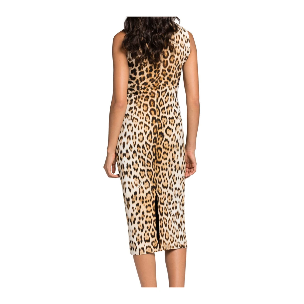 Roberto Cavalli Luipaardprint Mouwloze Jurk Italië Brown Dames