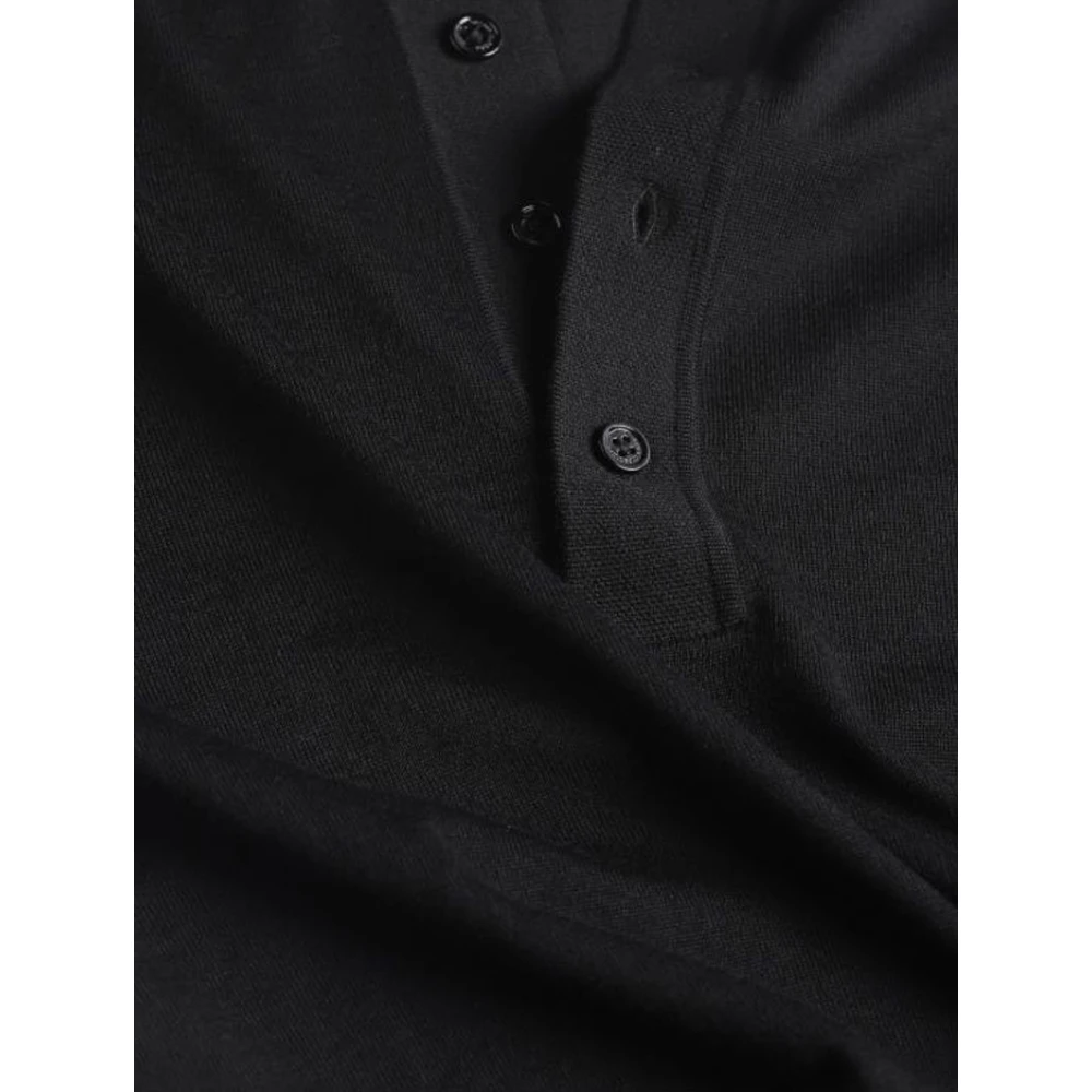Paolo Pecora Zwarte Wollen Polotrui Black Heren