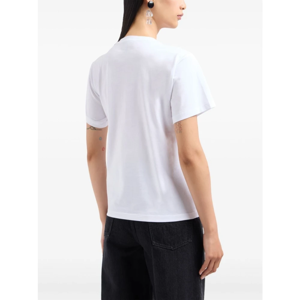 Emporio Armani Witte Katoenen Rhinestone Crew Neck T-shirt White Dames