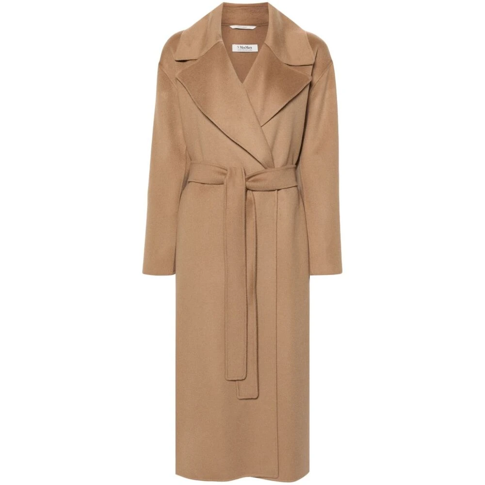 Max Mara Bruine wollen jas met inkeping kraag Brown Dames