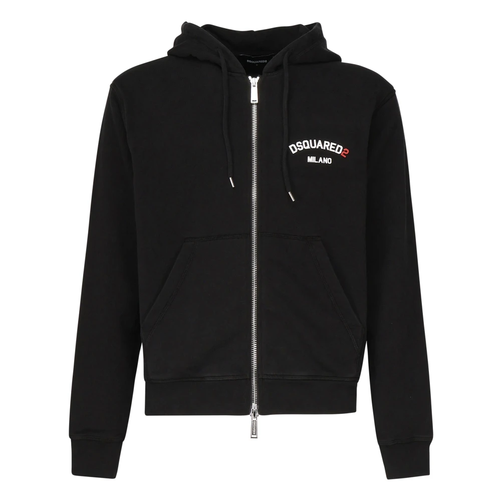Dsquared2 Zwarte Sweat Jacket voor Mannen Black Heren