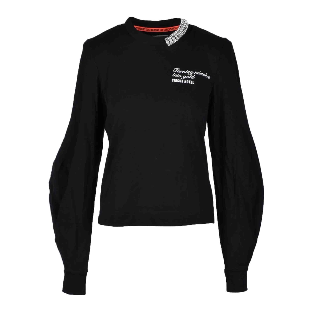 Circus Hotel Katoenen T-shirt met Uniek Ontwerp Black Dames