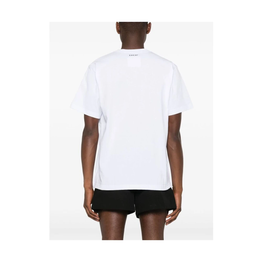 Sacai Witte Katoenen Crew Neck T-shirt White Heren