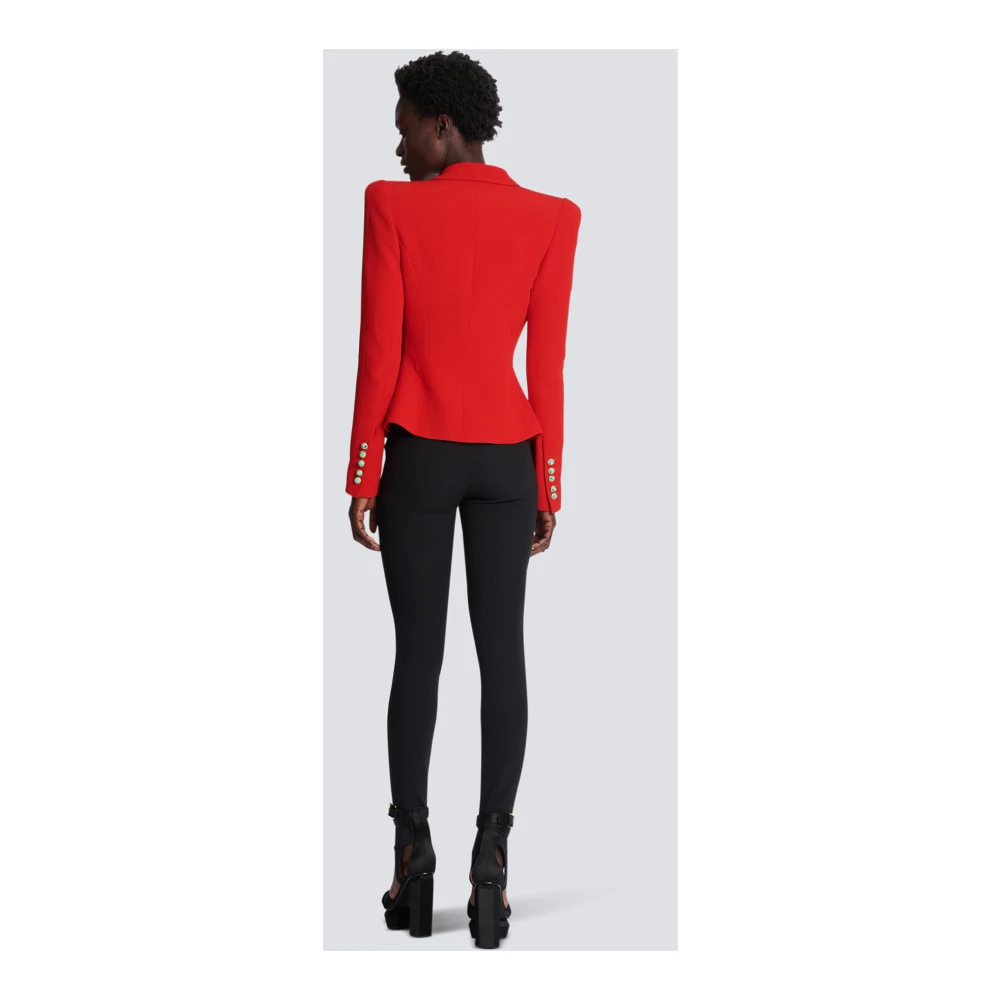 Balmain Slim-fit Crêpe Jas Red Dames