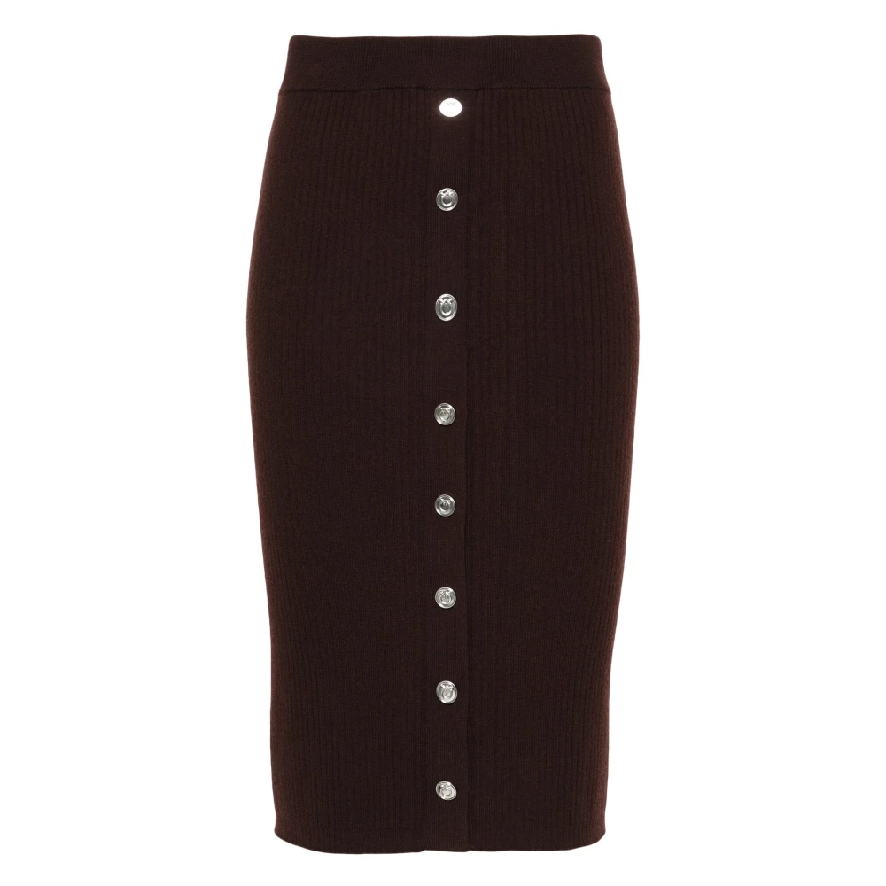 Pinko Women's Brown Pencil Skirts, M, Ribbed-Knit Casual Mini Skirt