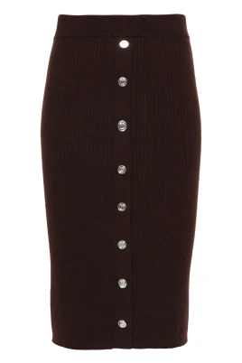 Brun Ribbstickad Casual Mini Kjol