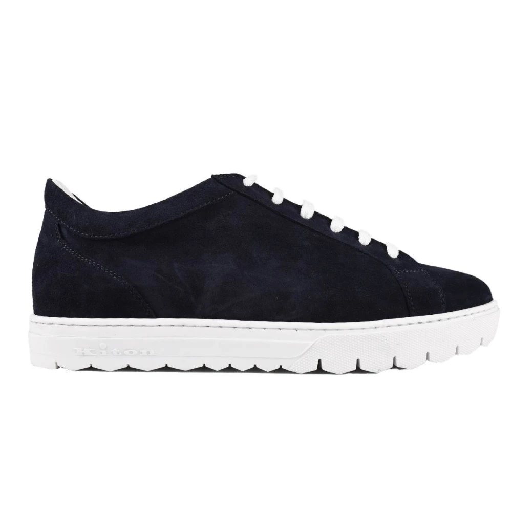 Kiton Sneakers Regular Solid 100% Handgemaakt Heren Schoenen Blauw