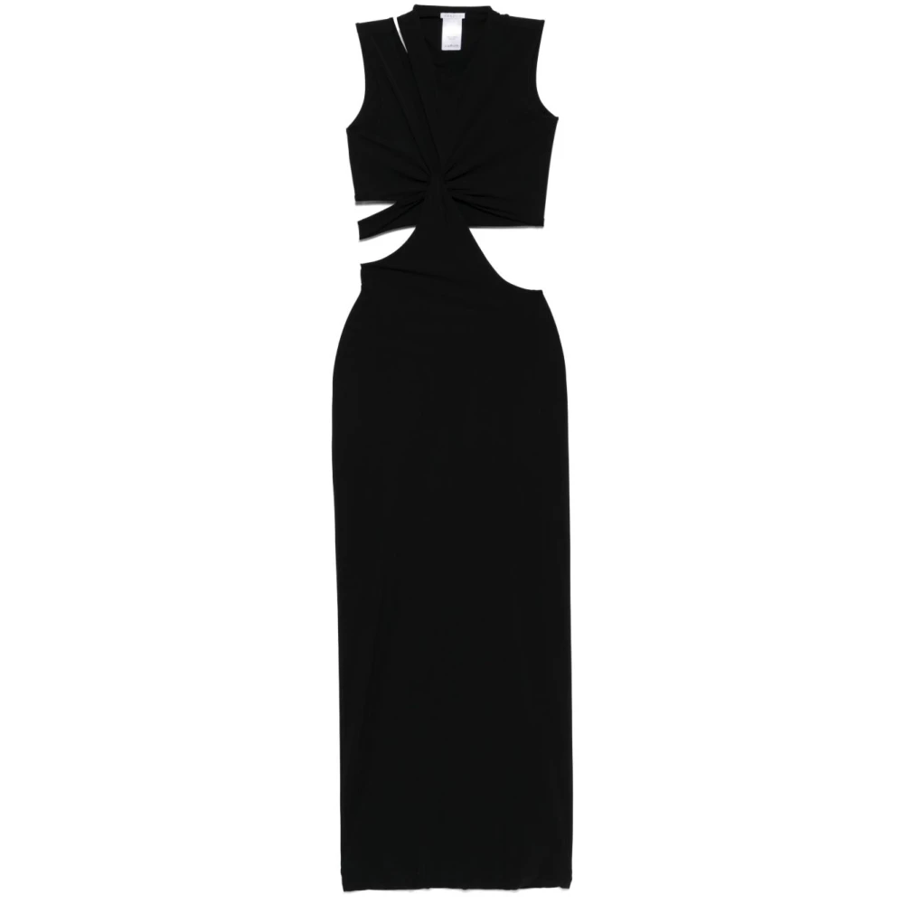 Amazuin Zwarte Mouwloze Jurk met V-Hals en Uitsparingen Black Dames