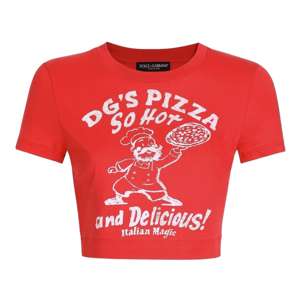 Dolce & Gabbana Women's Red T-Shirts, M, Crew Neck T-Shirt