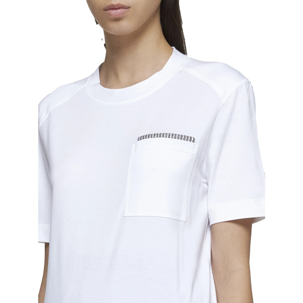 BRUNELLO CUCINELLI Wit Katoenen T-shirt met Monile Versiering White Dames