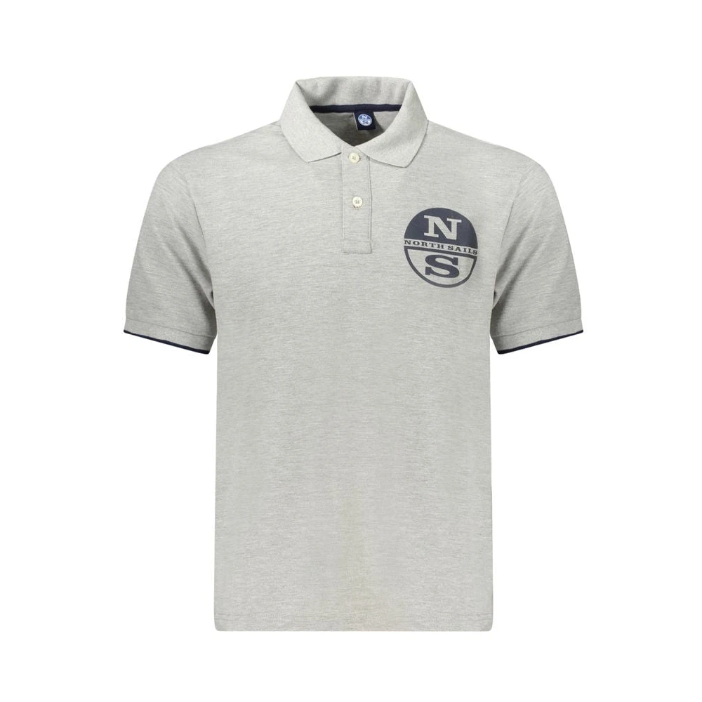 North Sails Mannelijk Grijs Tops Heren, 2XL, Katoen, Grijze Katoenen Poloshirt Met Gedurfd Print