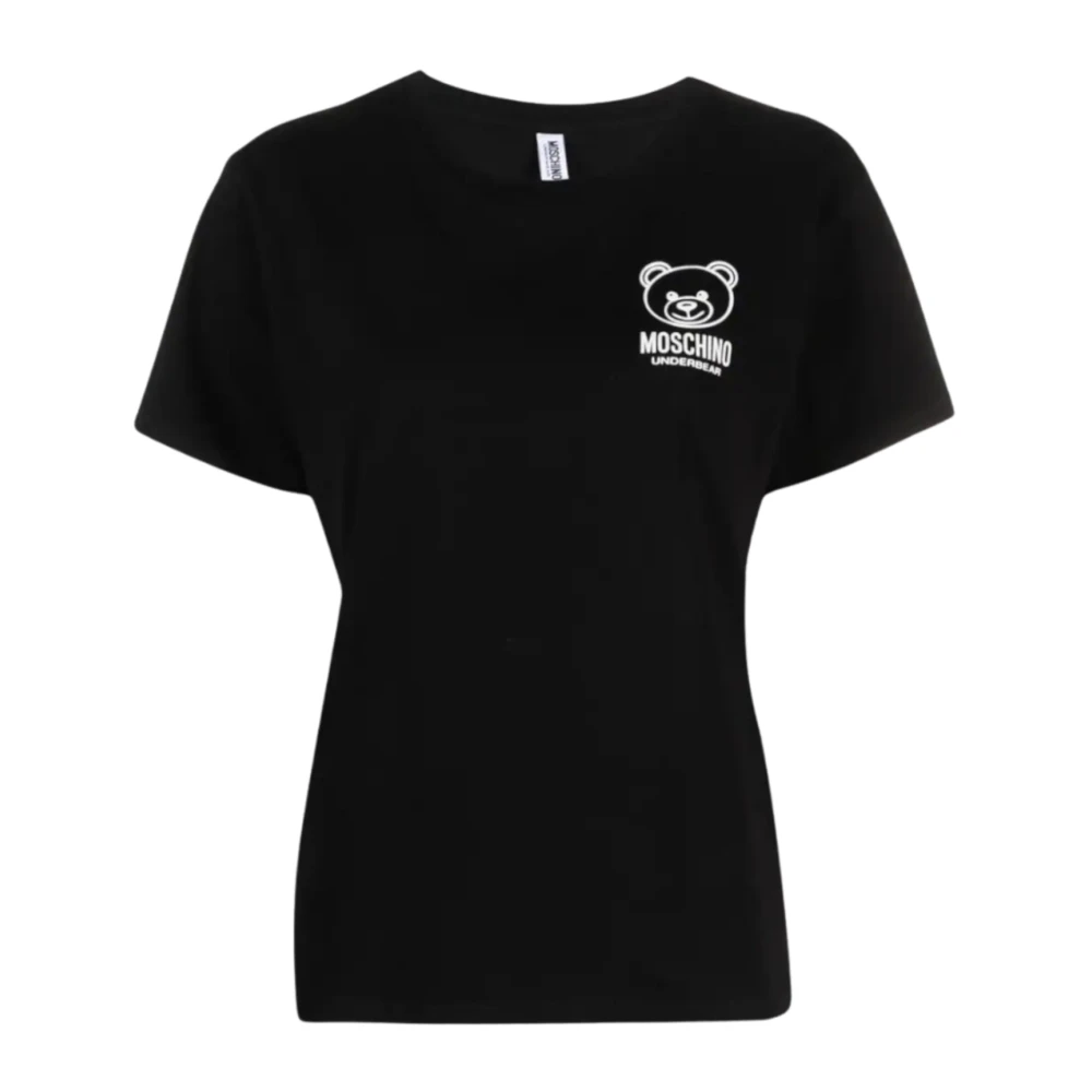 Moschino Logo Print Zwarte T-shirt Black Dames