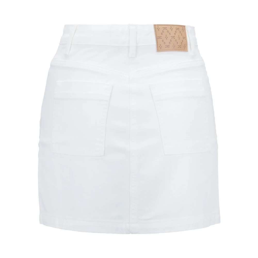 Elisabetta Franchi Denim Minirok met Rits Knoop White Dames