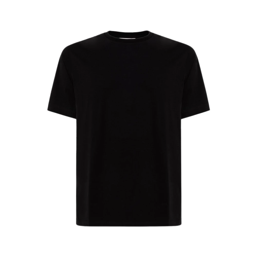 Jil Sander Effengekleurde Katoenen Scoop Neck T-Shirt Black Heren