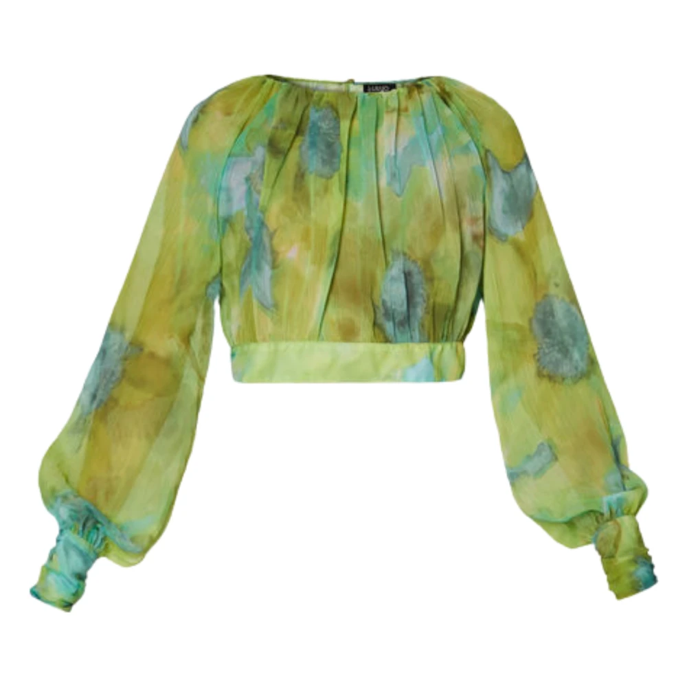 Liu Jo Groene Cropped Fantasie Crepe Shirt Multicolor Dames