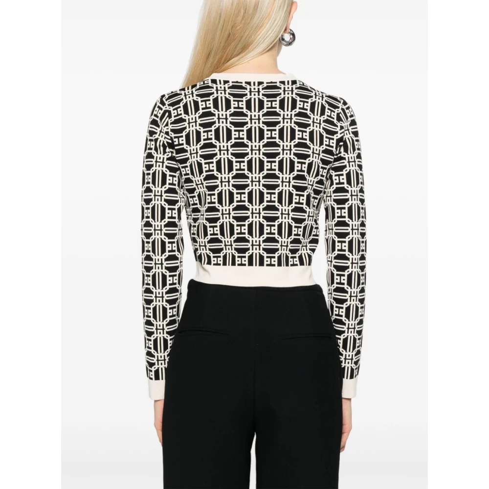 Elisabetta Franchi Nero E Panna Sweater Aw24 Dameskleding Beige Dames