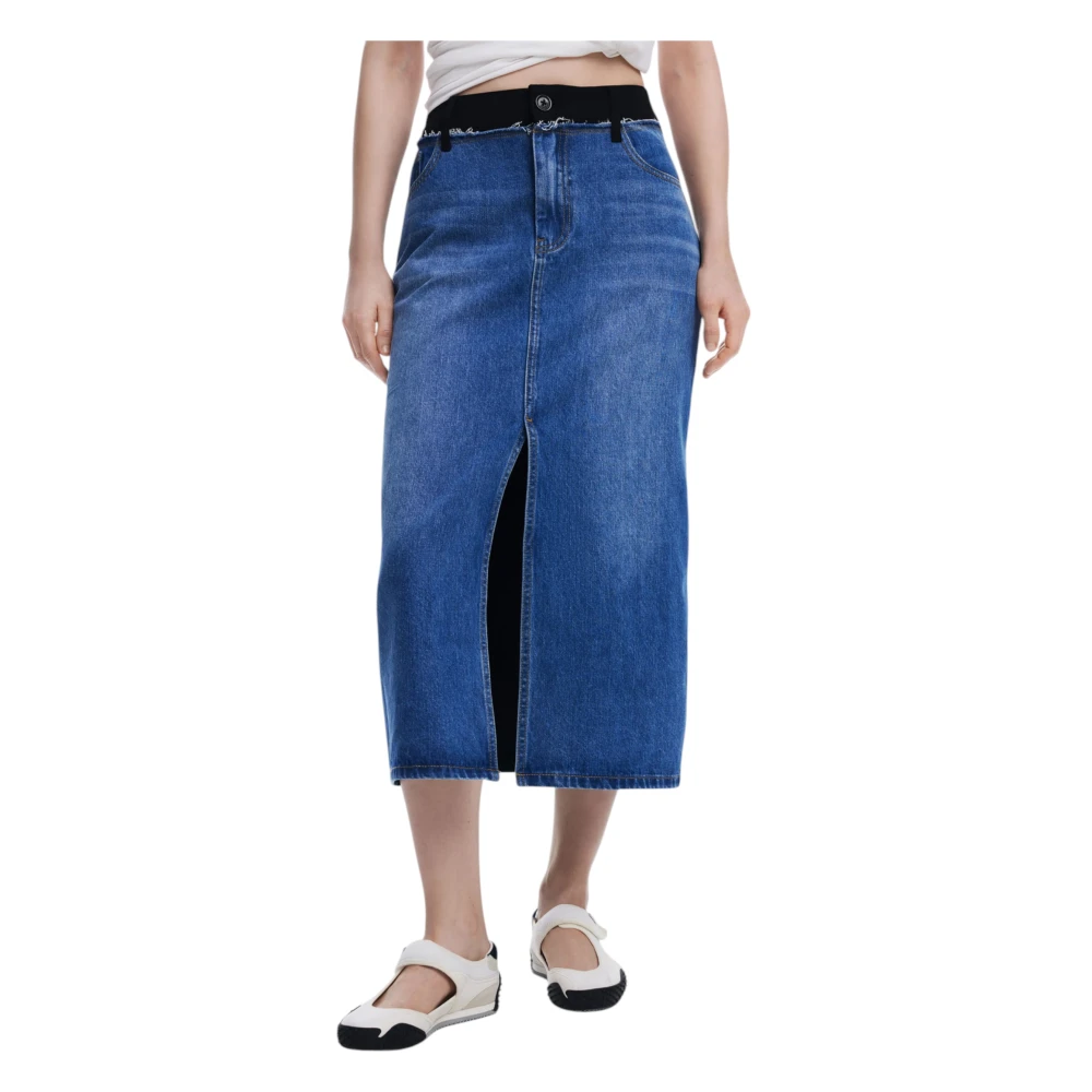 Desigual Vrouw Blauw Dames, Rokken, : Katoen, Medium