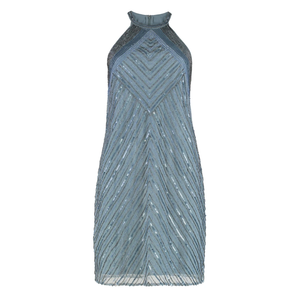 Ralph Lauren Women's Blue Party Dresses, 2XS, Halter Sequin Mini-Dress